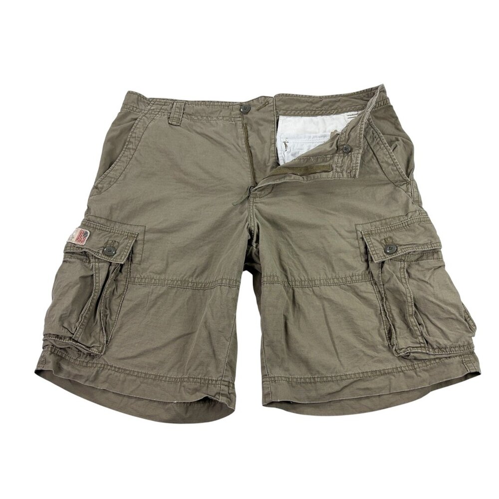 Vintage Ralph Lauren Polo Jeans Co Mens Cargo Shorts 38 Rip-Stop Olive Green